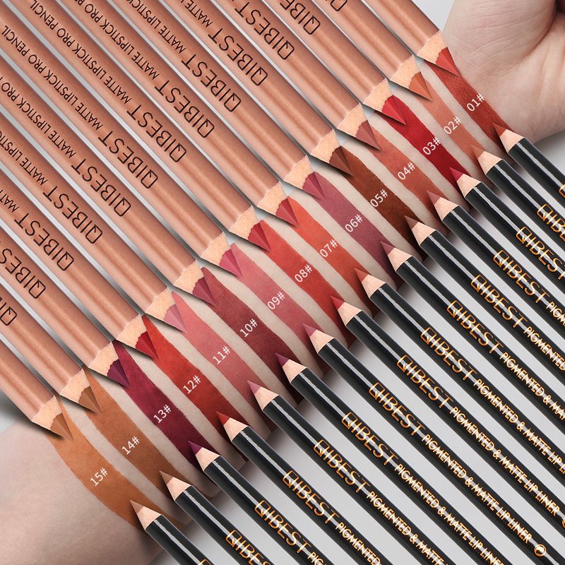 QIBEST Lipliner Kombinatioun Kostüm Matte Lipstick Pen waasserdicht Lip Marker 15 Faarwen_voghion.com