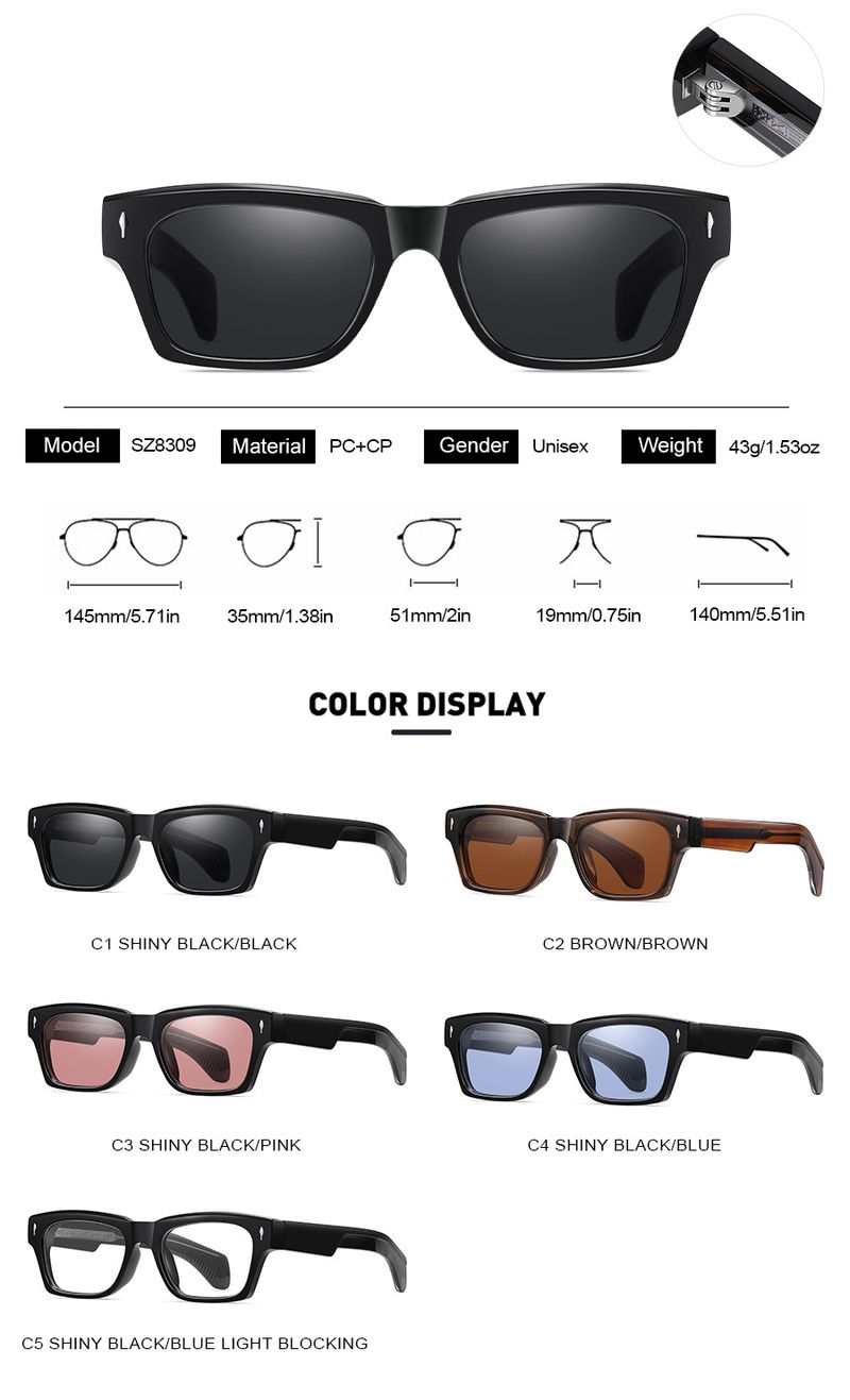 Herren-Sonnenbrille, Retro-Sonnenbrille mit quadratischem Rahmen, polarisiert, für Herren und Damen, High-End, neuer Anti-Ultraviolett-UV-Weißkupferstift_voghion.com