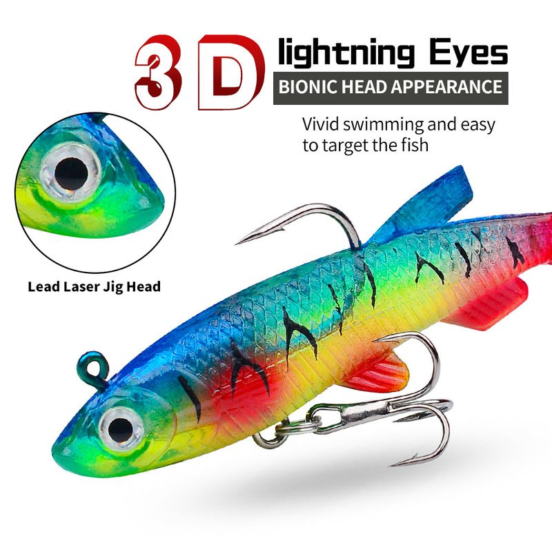 Simulierter Köder, bleigewichteter Fisch, T-Schwanz, 7,5 cm, 13,5 g, Barsch, Seebarsch, Salzwasser-Angelköder_voghion.com