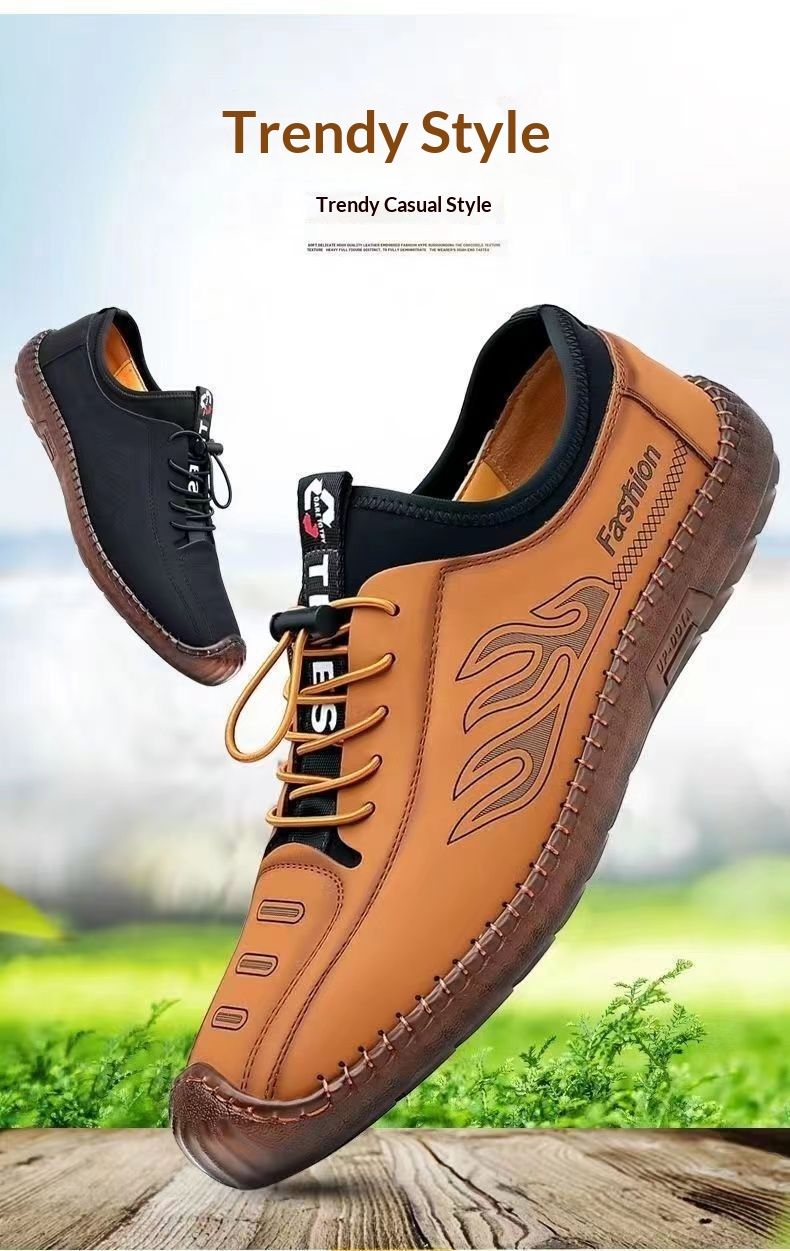 50704555550<=0 Men's Breathable New Business Casual Shoes Soft Cowhide Sole Loafers Spring Autumn Hollow Sandals Leather Surface_voghion.com