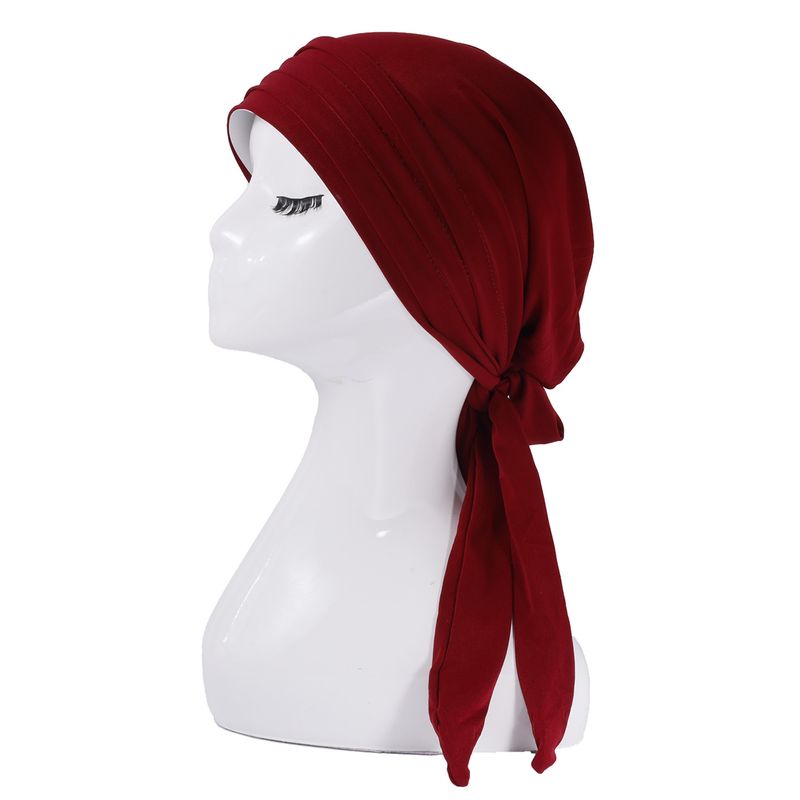 Nuovo cappello foulard lungo a coda con quattro barre in velluto tinta unita per autunno e inverno per le donne_voghion.com