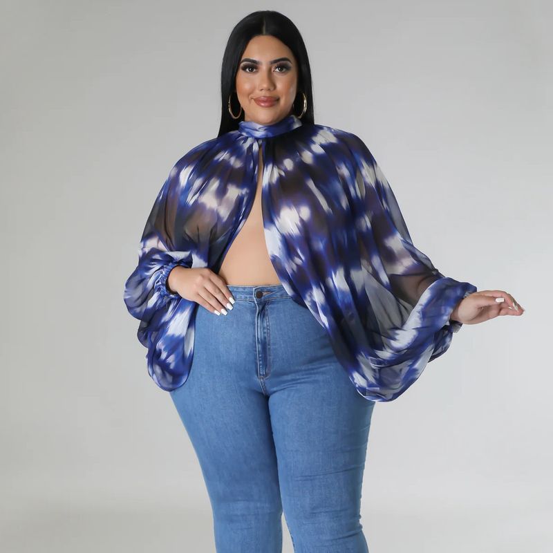 Damen-Oberteil in Übergröße, Übergröße, Damenbekleidung, Rundhalsausschnitt, offener Rücken, Chiffon-Schnüroberteil für Damen_voghion.com