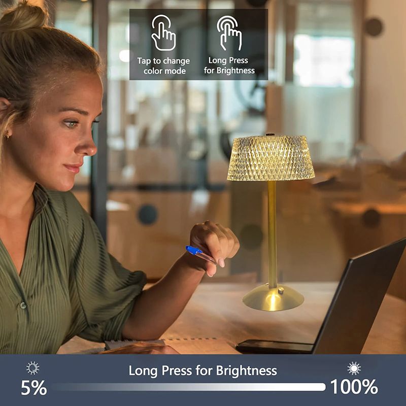 Lampada da tavolo a LED senza fili, ricaricabile tramite USB, luce notturna, dimmerabile al tocco, lampada da scrivania, decorazione per caffè/bar/hotel/camera da letto, luce d'atmosfera_voghion.com