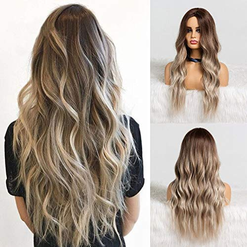 Wig Ladies Girls Curly Wavy Wig Center Part Synthetic Wig Everyday Use Cosplay Party Wig_voghion.com