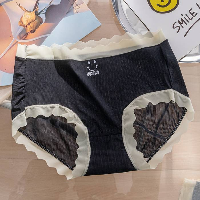 2024 new lace ice breathable large size smiling face pure non-trace silk antibacterial ice underwear_voghion.com