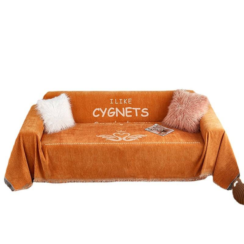 Asciugamano per divano in ciniglia tinta unita nordico universale all-inclusive anti-gatto per divano fodera universale per cuscino in stoffa_voghion.com