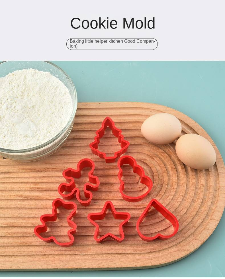 Set van 6 kunststof koekjesvormpjes, creatieve doe-het-zelf koekjesvormen voor thuiskeuken bakgereedschap_voghion.com