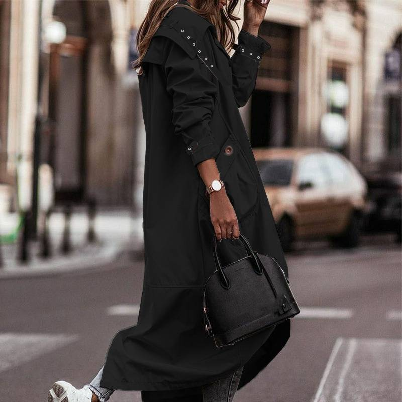 Women's Clothing New Style Temperament Niche Personality Leisure Large Lapel Medium And Long Windbreaker Jacket_voghion.com