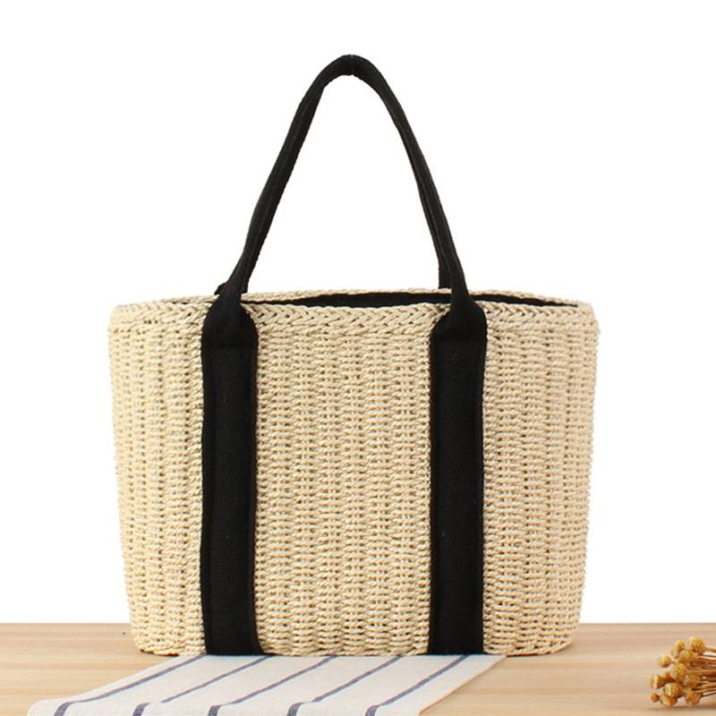 Damentaschen Einteiliges Drop Shipping Neuer Stil Einfache Papierseilgewebte Tasche Handgewebt Große Kapazität Urlaub Hand Dual Zweck Tasche_voghion.com