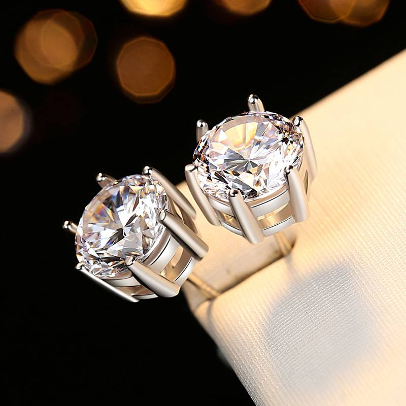 Classic Six Claw Platinum Necklace Female Simulation Diamond Simple Moissanite 1 Carat Pendant Clavicle Chain Earrings_voghion.com