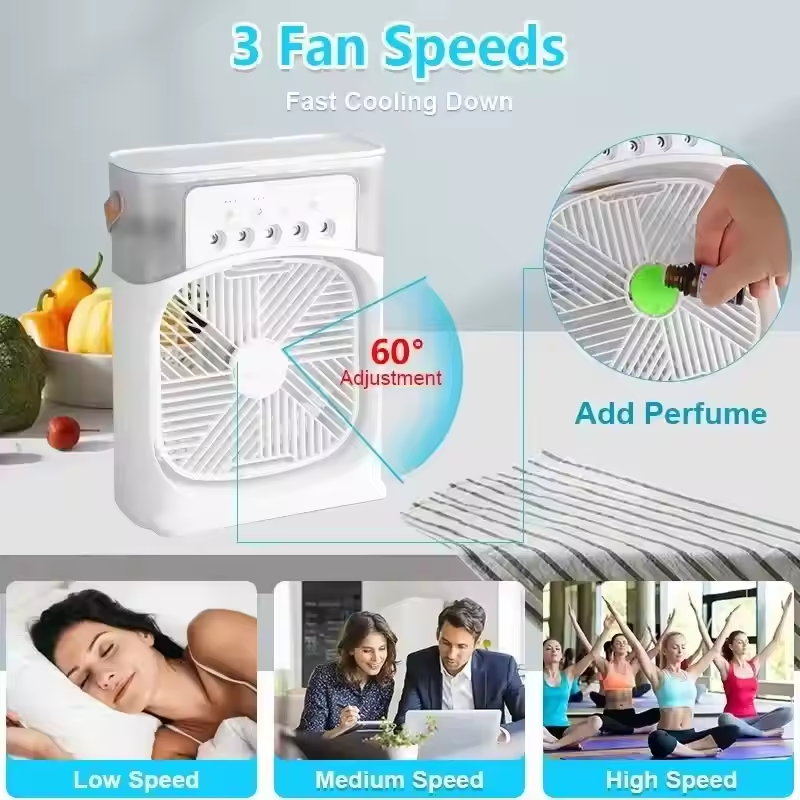 Ventilador inteligente 3 em 1, diodo emissor de luz, luz noturna, umidificador portátil com ar condicionado, escritório doméstico, novo ar condicionado, refrigerador_voghion.com
