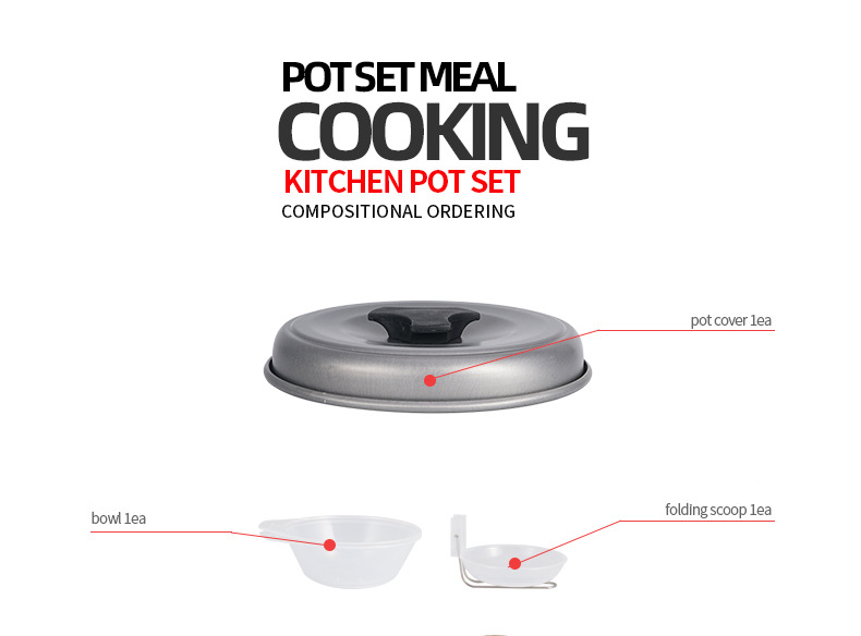 Tragbares Camping-Kochgeschirr-Set für 1–2 Personen – Antihaftbeschichtete, leichte Töpfe und Pfannen für Rucksackreisen – Kompaktes Kochset für Wanderungen und Reisen mit klappbarem Griff_voghion.com