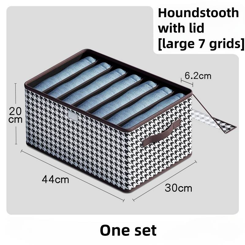 Home Foldable Large Capacity Houndstooth Storage Box Dust-proof Storage Box Wardrobe Pants Storage Box_voghion.com