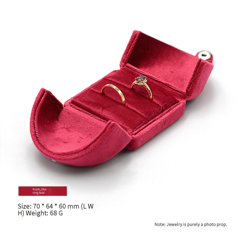 Double Opening Wedding Jewelry Box Set - Red Velvet Ring, Earring, Necklace & Bracelet Storage Organizer With Jewelry Bag_voghion.com