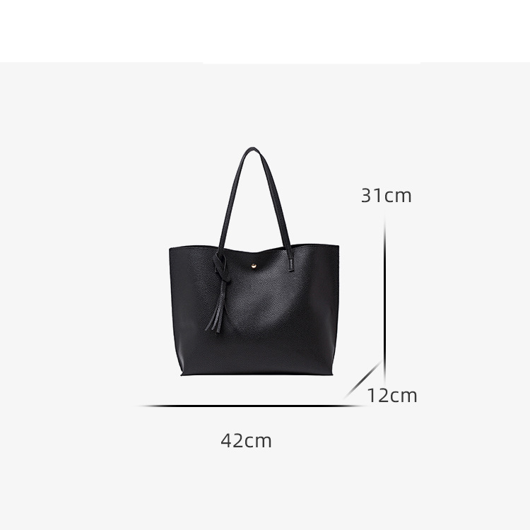 Women's Bags Tote Bag Lychee Pattern Handbag Version Tassel Shopping Bag Large Capacity Women's Tote Bag_voghion.com