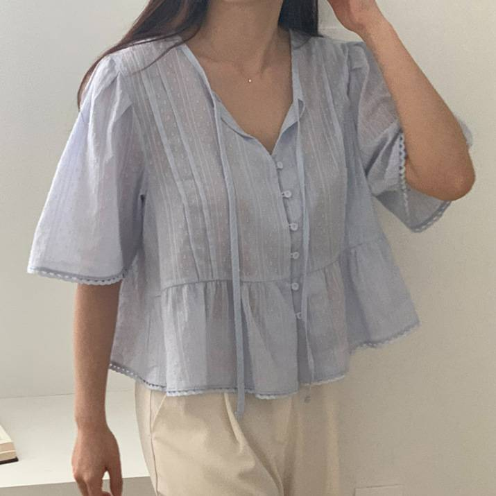 Vintage Floral Lace Short Sleeve Blouse Women's Loose Crochet Top Summer Boho Chic Casual Shirt_voghion.com