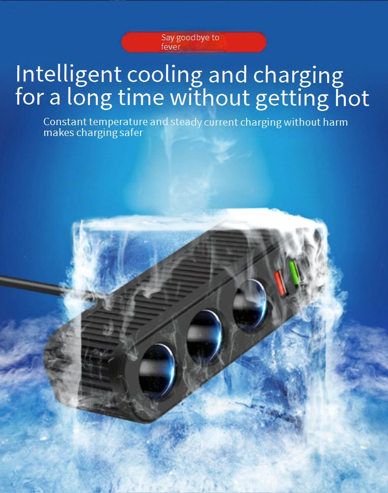 Universal 12V/24V Car Charger With QC3.0 Fast Charging, Dual USB & PD Ports, 3-in-1 Cigarette Lighter Adapter For All Vehicles_voghion.com