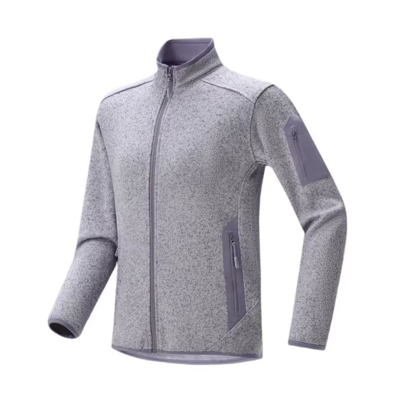 Unisex Fleecejacke - Verdeckter Stehkragen Outdoor Pullover, Warm & Atmungsaktiv Zum Laufen, Wandern & Camping (S-3XL, Dunkelschwarz/Stein_voghion.com