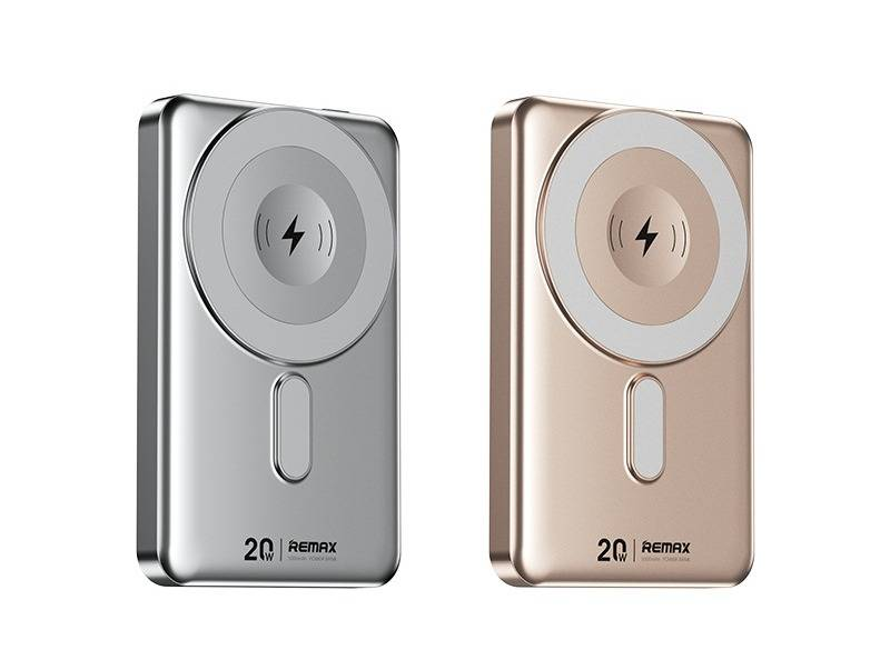 REMAX Magnetische, faltbare, kabellose Powerbank mit integrierten Kabeln, 15 W Schnellladung, 5000 mAh/10000 mAh tragbares Ladegerät für das iPhone_voghion.com