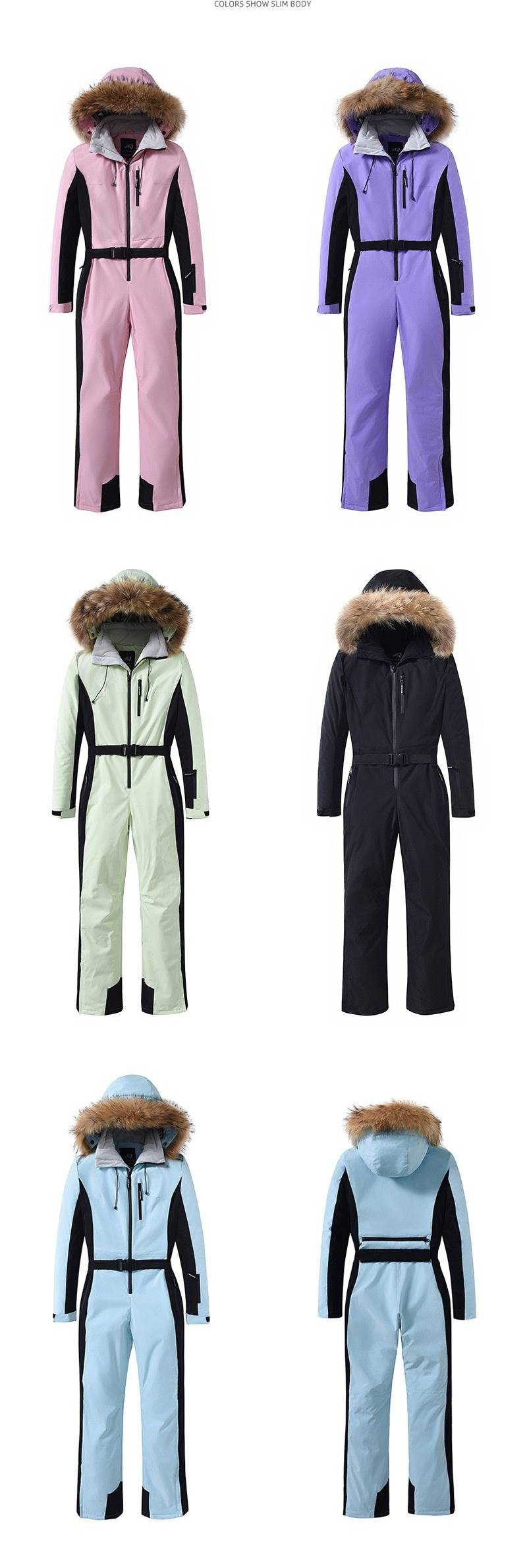 Traje de esquí de invierno ajustado con cremallera para mujer: traje de nieve térmico impermeable para deportes al aire libre y clima frío._voghion.com