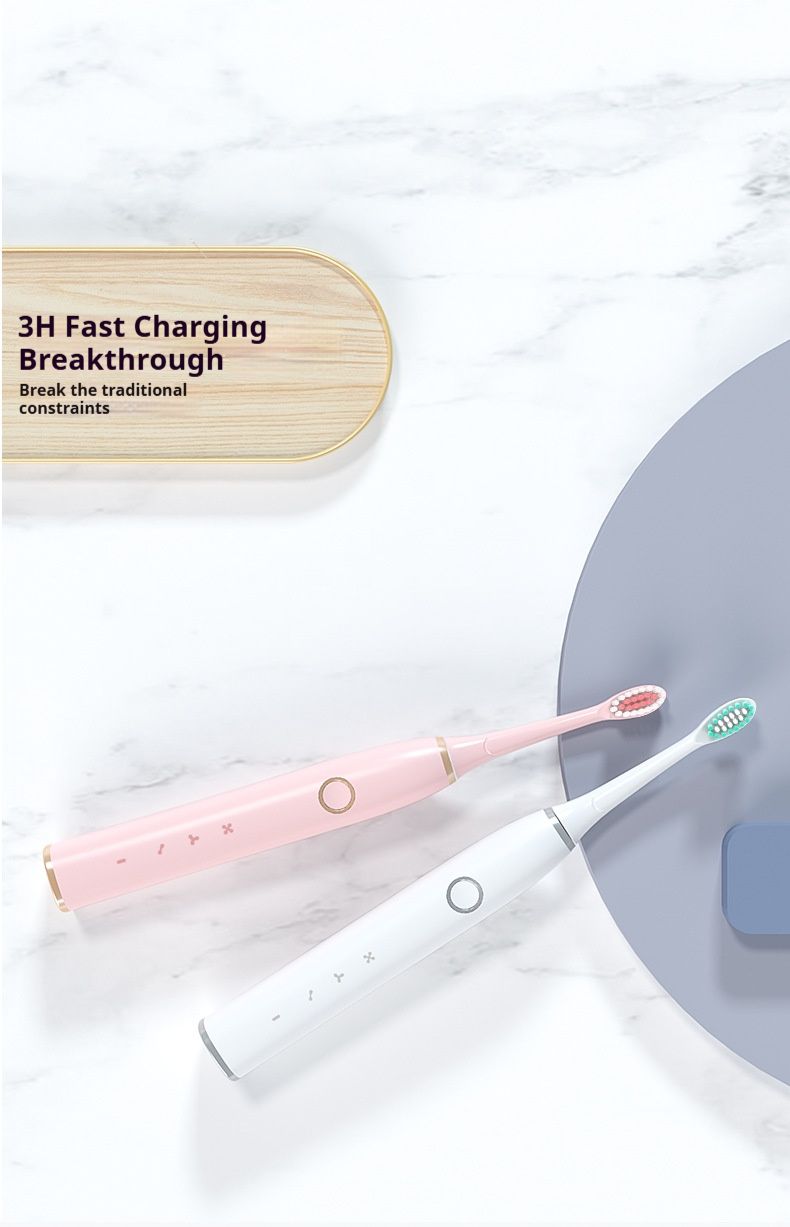 Elektrische Schallzahnbürste – 3 Modi, USB-C-Schnellladung, 30-Tage-Akku, weiche Borsten, UV-Desinfektionsbehälter (Rosa/Weiß, 2 oder 4 Bürstenköpfe)_voghion.com