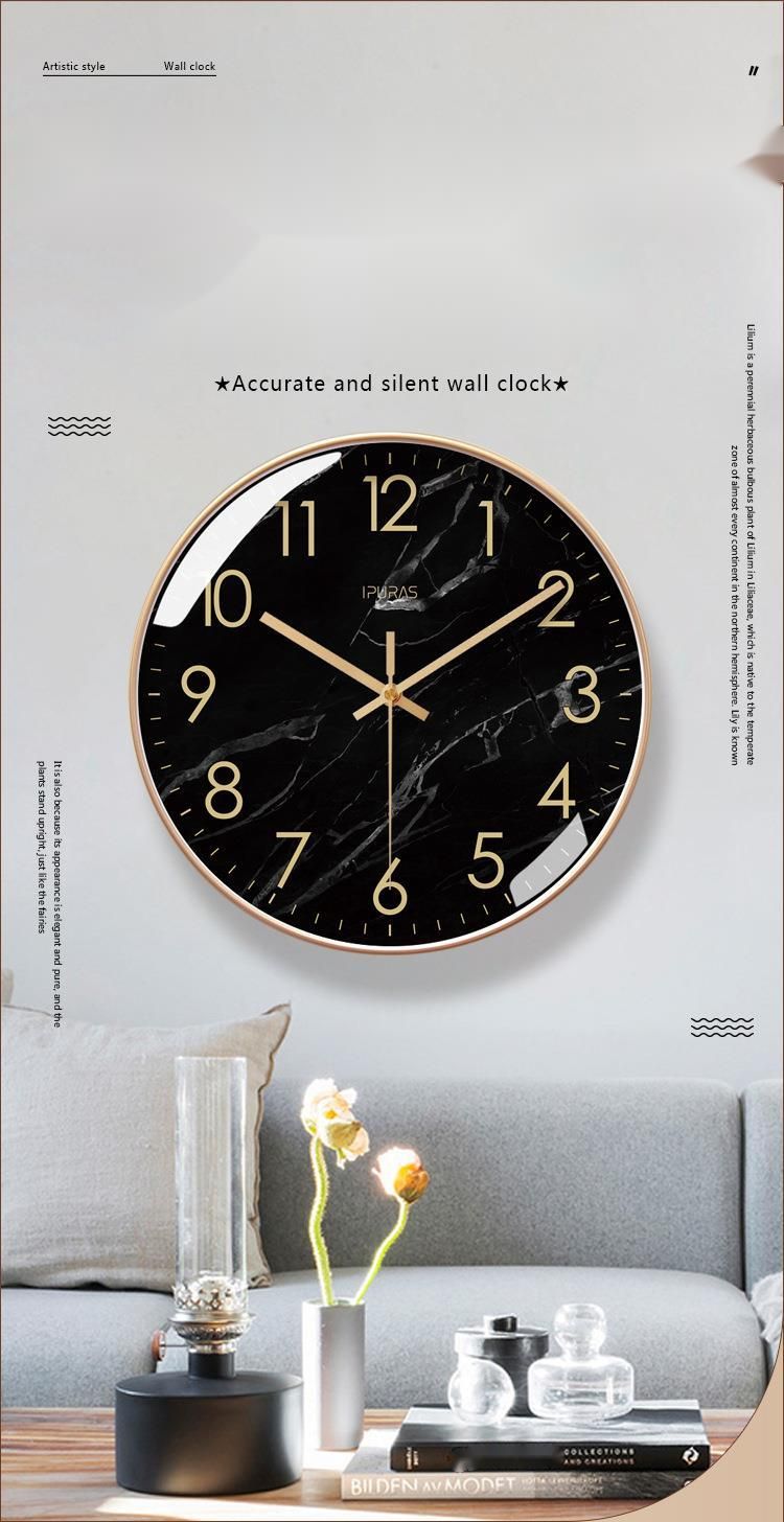 Yipula 6278 Reloj de cuarzo nórdico con textura de mármol simple para sala de estar y pared_voghion.com
