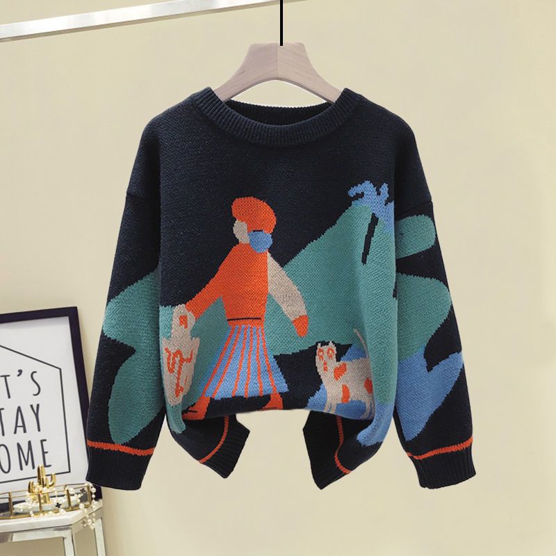Damenbekleidung Neue große Größe Pullover Strickpullover Frauen Slim All Match Kleid Zweiteiliger Anzug_voghion.com