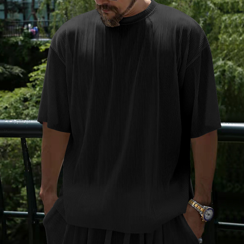 men's clothing summer men's clothing ice silk cool loose short-sleeved T-shirt shorts casual sports suit men_voghion.com