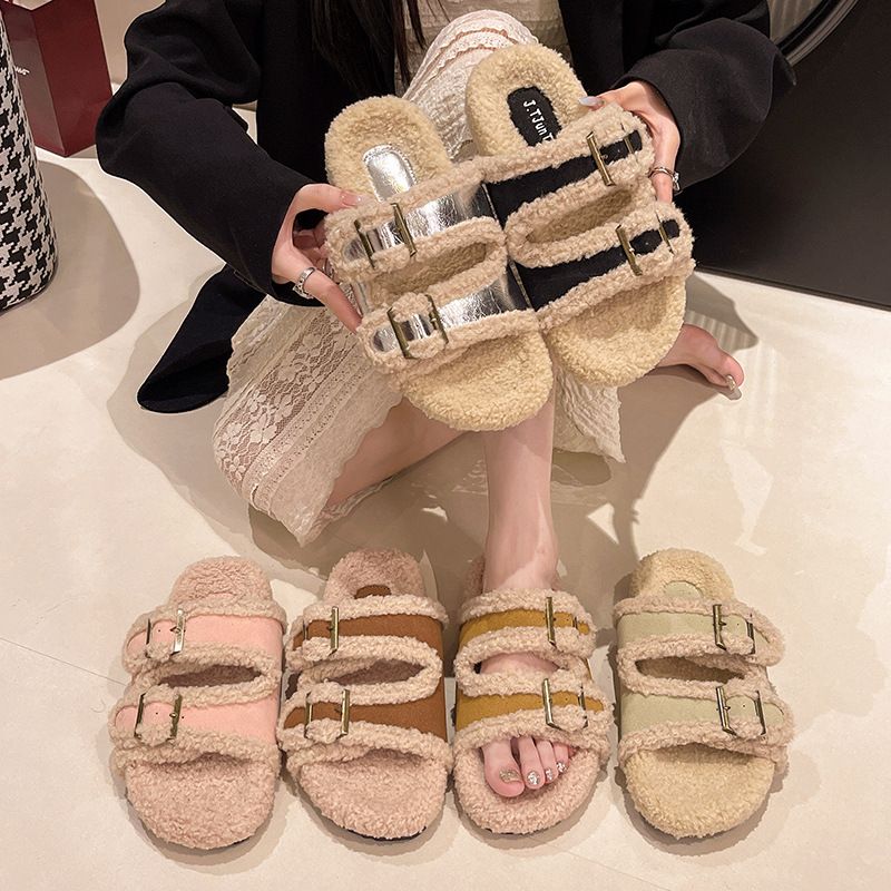 2025 Herbst Winter Neue Dicken Sohlen Für Frauen Zweireihige Schnalle Fleece-Gefüttert Warm Veatile Mode Weichen sohlen Pelz_voghion.com