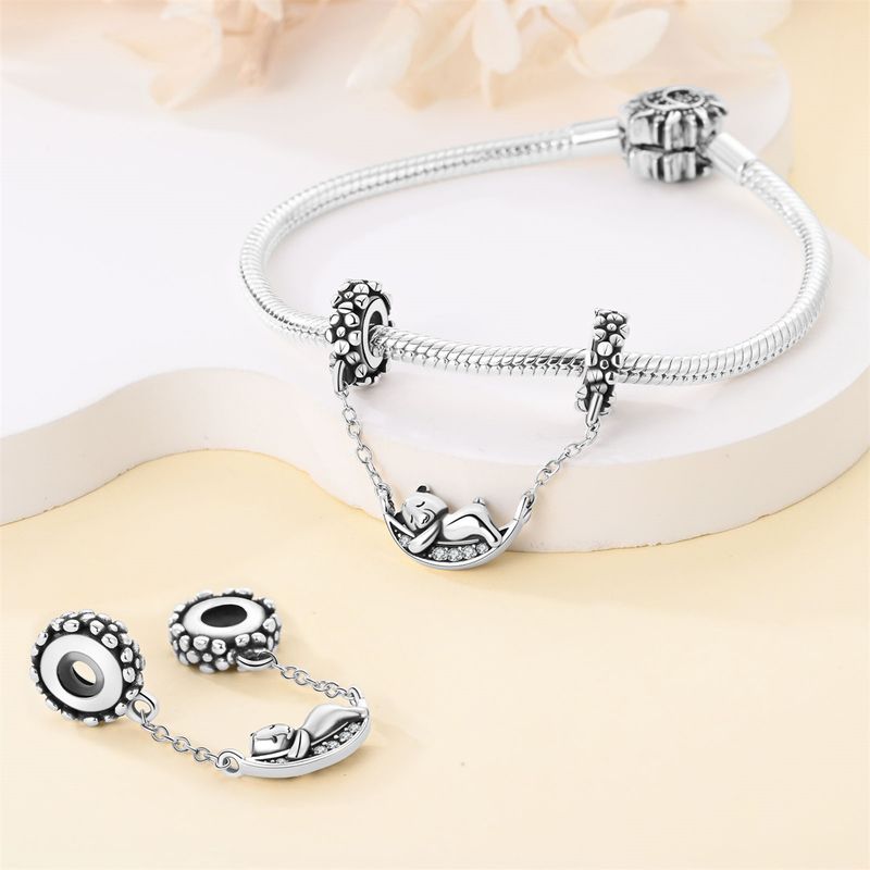 Damenschmuck Weißkupfer überzogen S925 Silber Starlight Serie Moonlight Bear Perlen Schmuck Zubehör_voghion.com