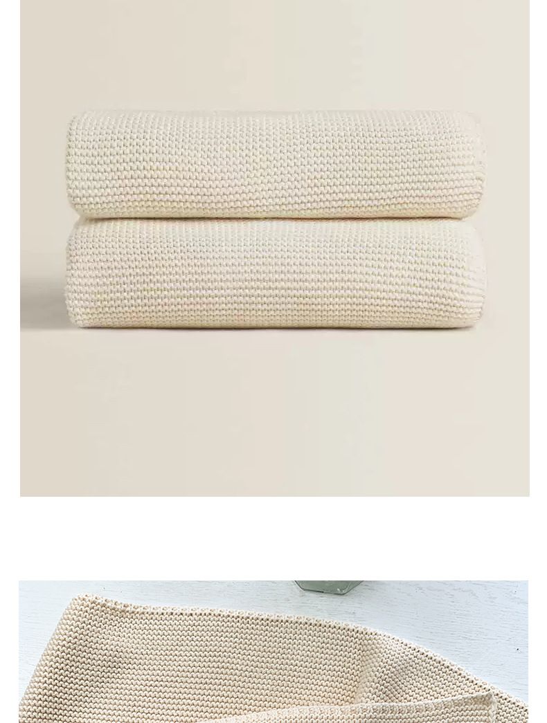Zahome's same pure color cotton knitted baby simple nap multi-purpose thread blanket, air-conditioned leisure blanket_voghion.com