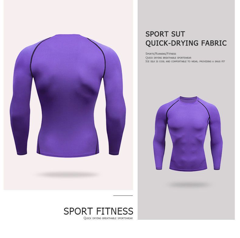 Men's Compression Long Sleeve Shirt – Quick-Dry Stretch Workout Top For Gym, Running & Cycling (Breathable, Moisture-Wicking, Multi-Color)_voghion.com