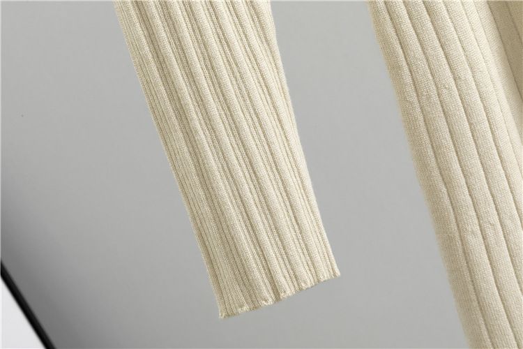 Gonna di media lunghezza in maglia con risvolto di alta qualità per abbigliamento femminile, per donna, elegante e sottile, stile primaverile e autunnale_voghion.com