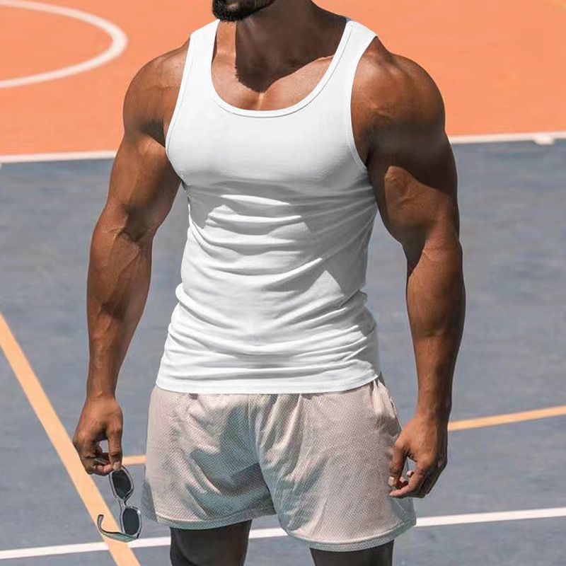 New Men's Pure Cotton Tight Vest Casual Sports Tank Tops Middle-aged Sleeveless Basic Tops Quick Drying Bodybuilding Vest_voghion.com