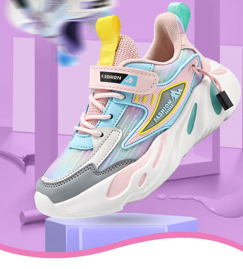 Mädchenschuhe Frühling und Herbst Neue Mesh-Sommer-Kindersportschuhe Obermaterial aus Leder, lässige Laufschuhe für große Jungen_voghion.com