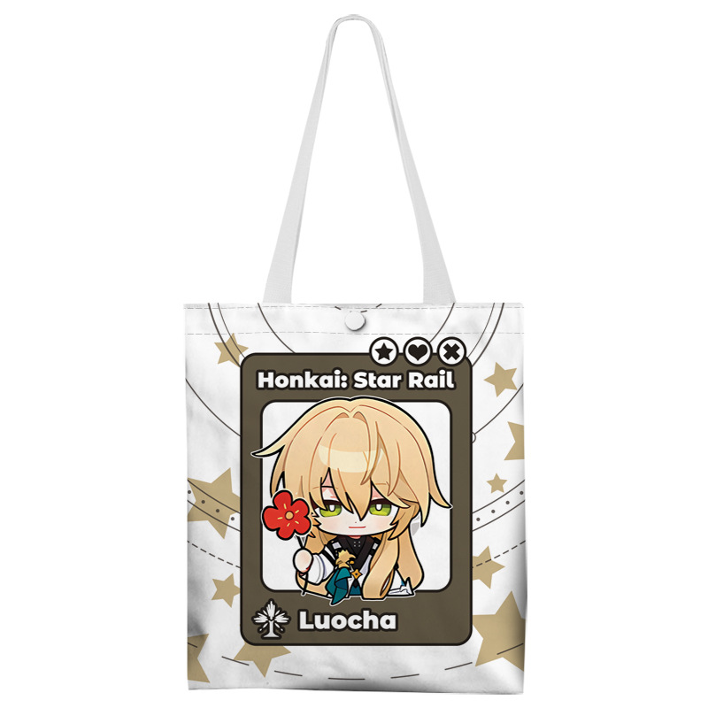 Borsa a tracolla singola per lo shopping in tela a doppia faccia con perimetro mobile, Kafu Kaxier Jingyuan Silver Wolf Drink Moon Ruan Mei_voghion.com