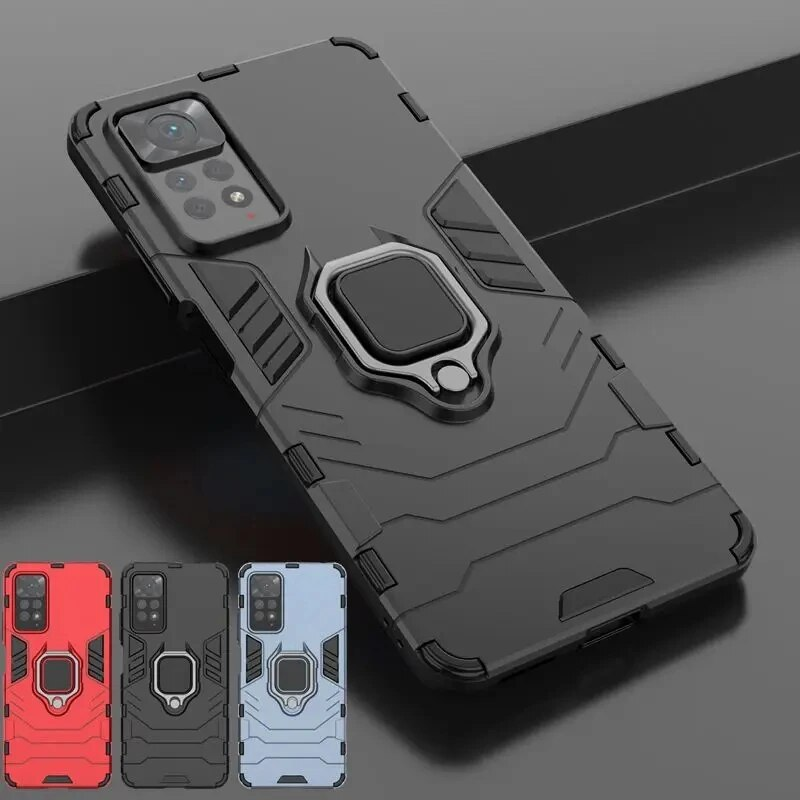 Shockproof Armor Metal Ring 11S Note11 4G Car Magnetic Holder Stand Cover For Redmi Note 11 Pro Case_voghion.com