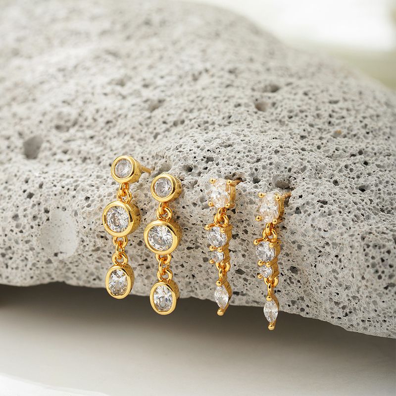Damen-Schmuckset, modisch, Herbst und Winter, geometrischer Diamant, Nischen-Stil, lange Ohrringe, einfaches All-Match-Ohrclip-Ohrring-Set_voghion.com