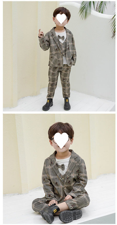 Boys' Little Spring Dress Baby New Children's Suit Three Piece Set 2-3 to 6 Years Old_voghion.com