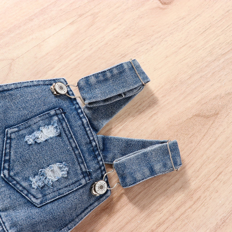 Jeans-Overall für Mädchen mit funktionellen Taschen – Sommer-Overall mit verstellbaren Trägern, modischer Kinder-Strampler_voghion.com