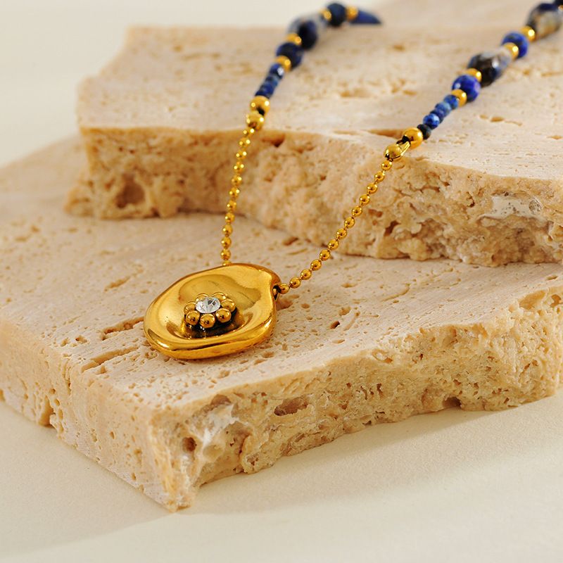 Collana con perline di lapislazzuli naturali, nuova, stile cinese, di alta qualità, con catena per maglioni, stile retrò, tormalina, accessori in pietra naturale per autunno e inverno, per donne._voghion.com