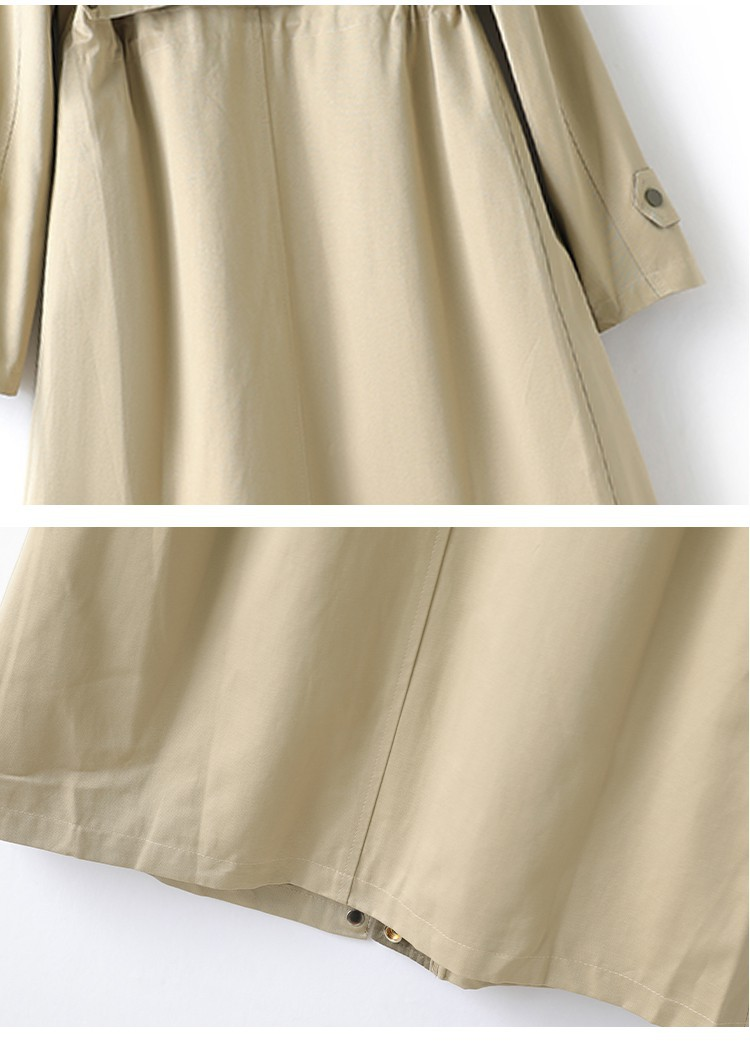 Women's fashion casual color contrast waist drawstring back embroidery coat_voghion.com