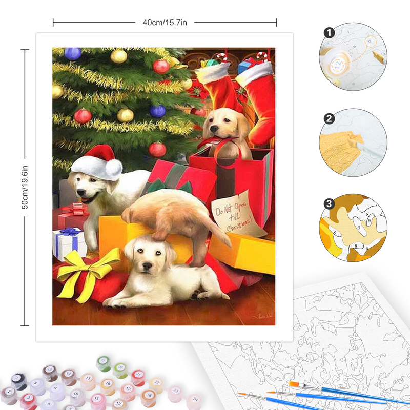 RUOPOTY Pittura ad olio con numeri Dipinti decorativi fatti a mano Simpatici animali natalizi Dipinti con numeri Opere d'arte artigianali_voghion.com