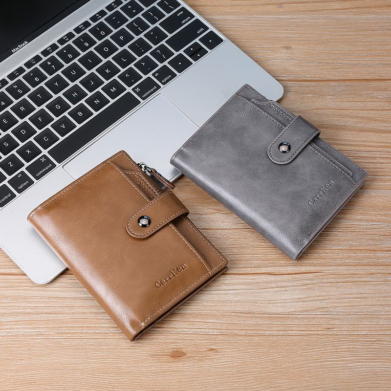 Premium men's wallet Men's short money clip Multi-function card bag zipper driver's license case vertical men's wallet_voghion.com