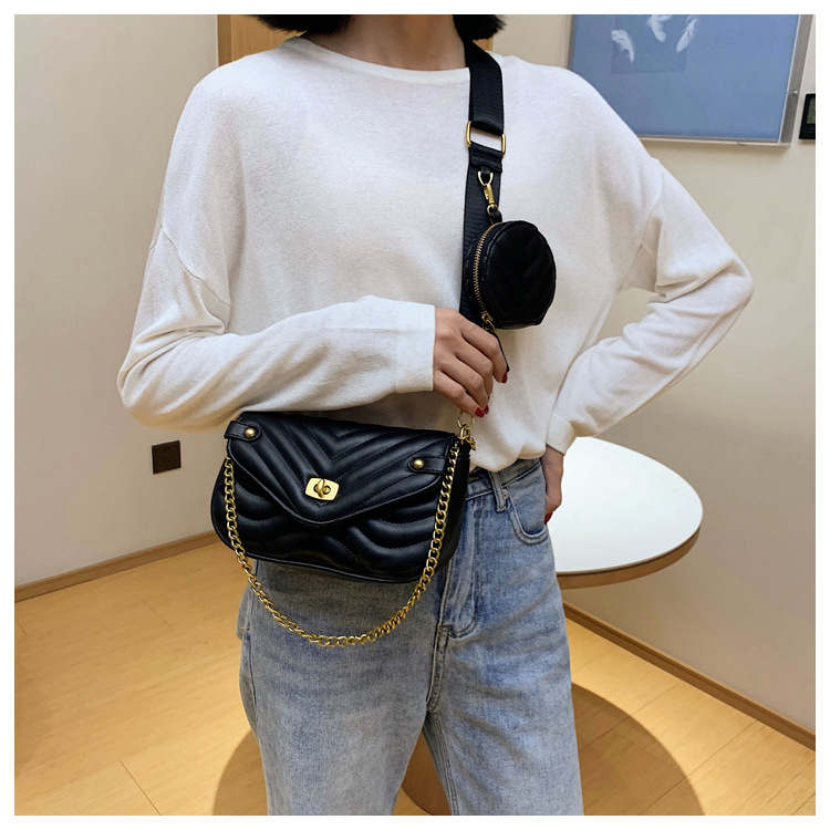 Borsa da donna 2023 Nuova borsa in filo da ricamo Borsa versatile con tracolla larga Borsa a tracolla con catena Borsa per ascella_voghion.com