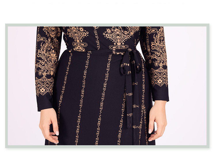 Saia longa estampada retrô feminina Plus Size Vestidos_voghion.com