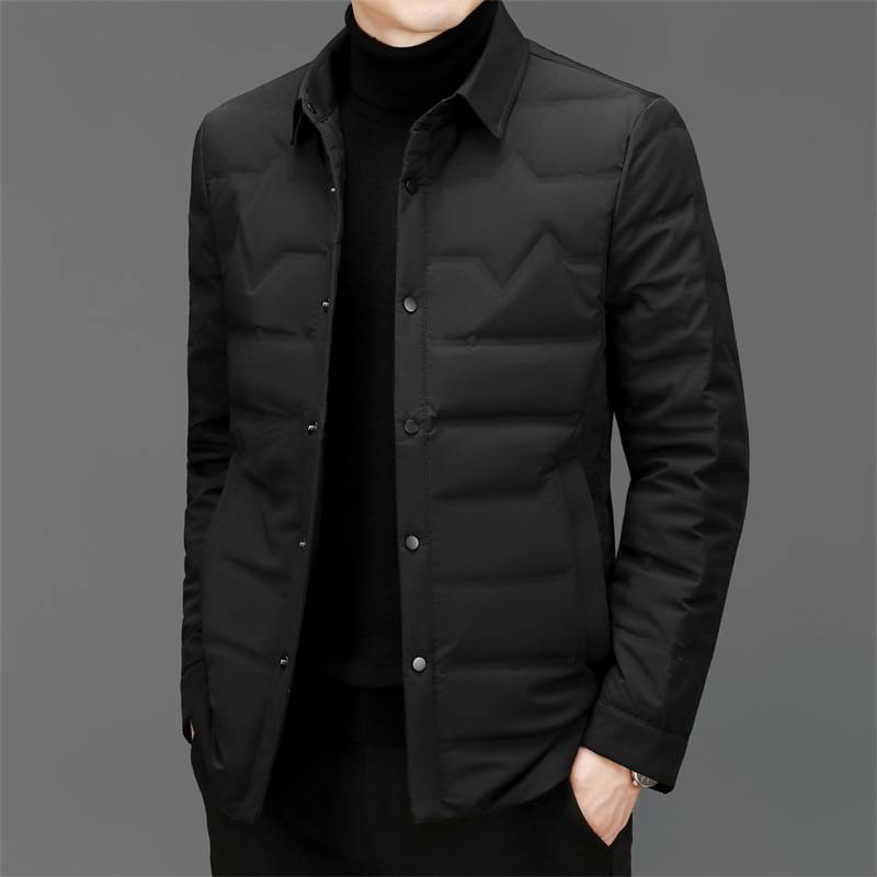 Men's Clothing High end Coat jacket for middle aged and elderly thin short and warm lapel dad's winter shirt jacket_voghion.com