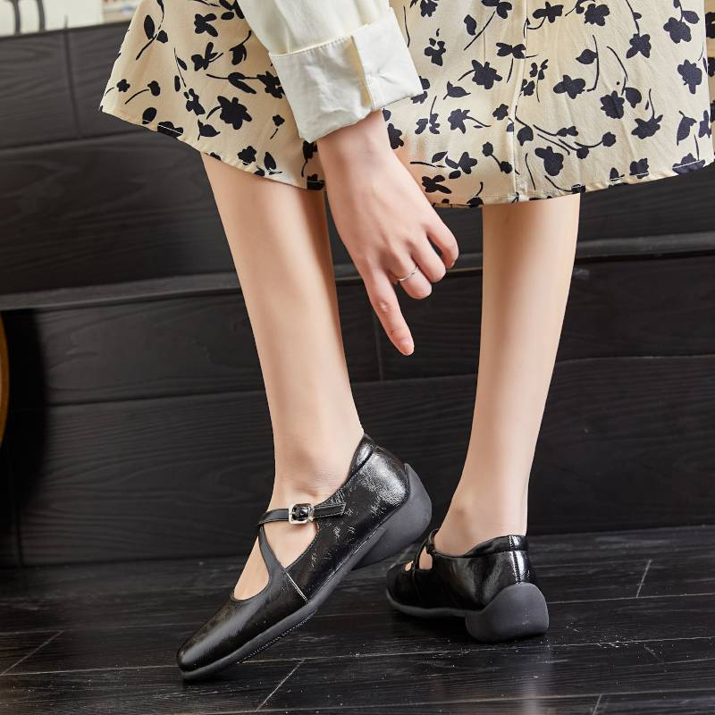 Almofadas de pele de carneiro MingLiu, sapatos Mary Jane, sapatos femininos novos de primavera de 2025 com sola plana, sapatos femininos casuais versáteis de couro pequeno_voghion.com