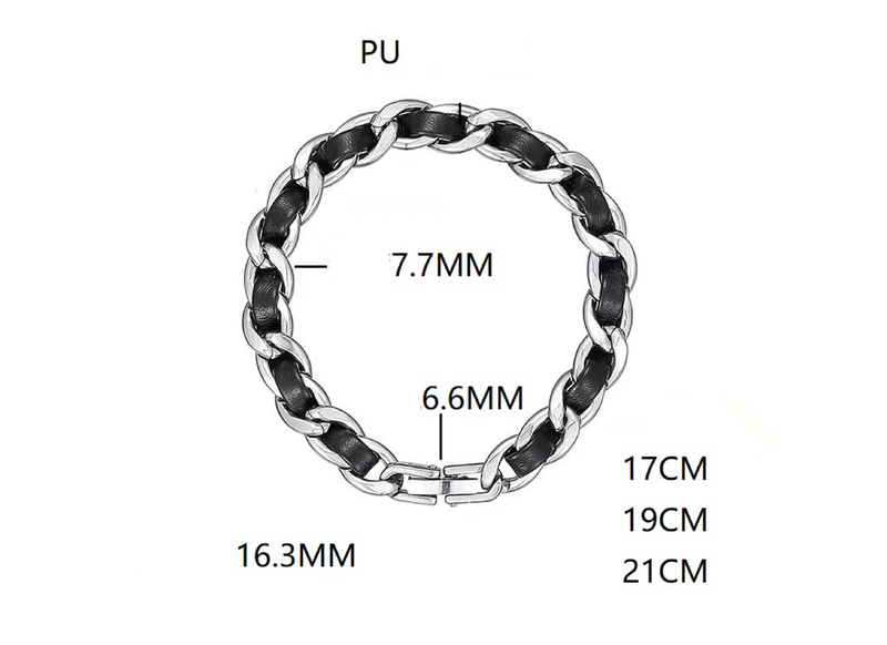 Titanium Steel Leather Design Bracelet Men's High Grade Stainless Steel Men's Bracelet Hip Hop Boy's Jewelry_voghion.com