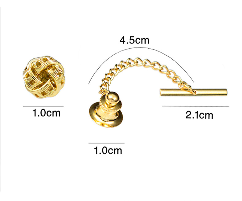 Herrenschmuck Hemdkragennadel Reines Kupfer K-Farbe Erhaltende High-End-Anzugkragenschnalle Geflochtene Metallbrosche_voghion.com